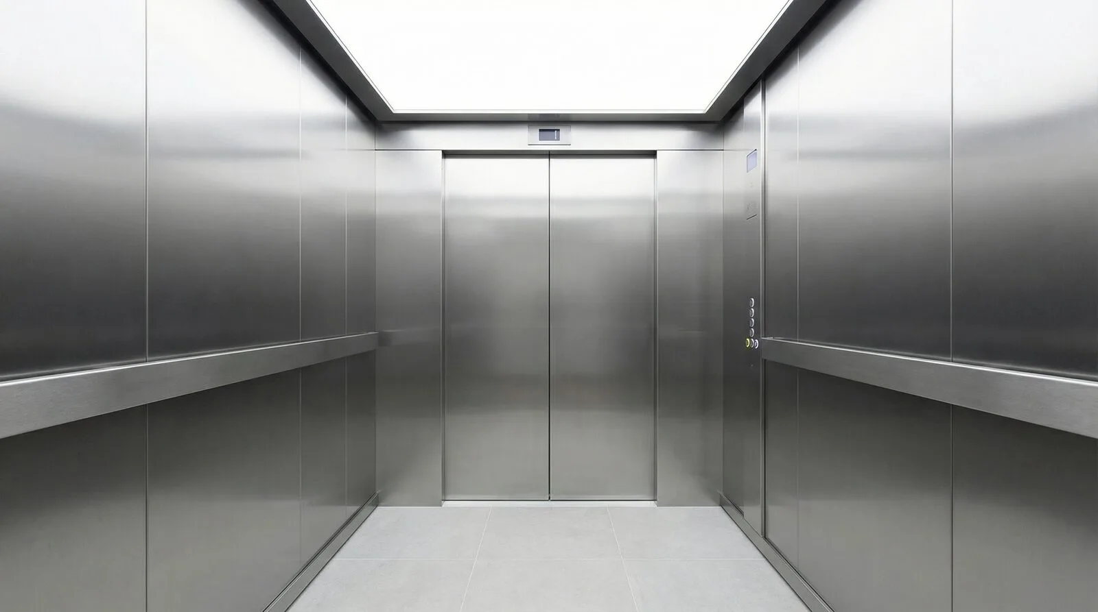 A contemporary OnLevel through-floor lift travelling between two floors of a home