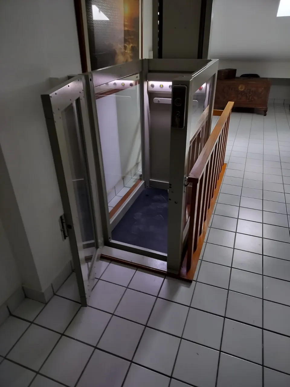 OnLevel PV30 platform lift with gate open showing platform and controls
