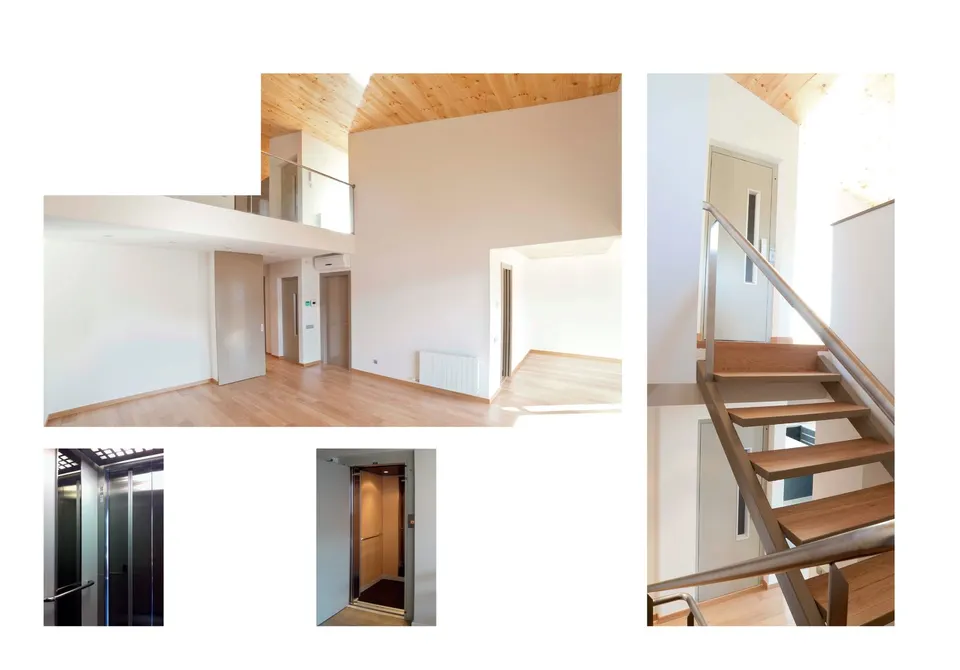 OnLevel TV300 home lift cabin in a timber-ceiling loft conversion